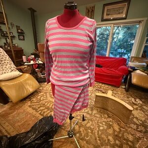 Striped Pink and Gray Women's Pajama Set